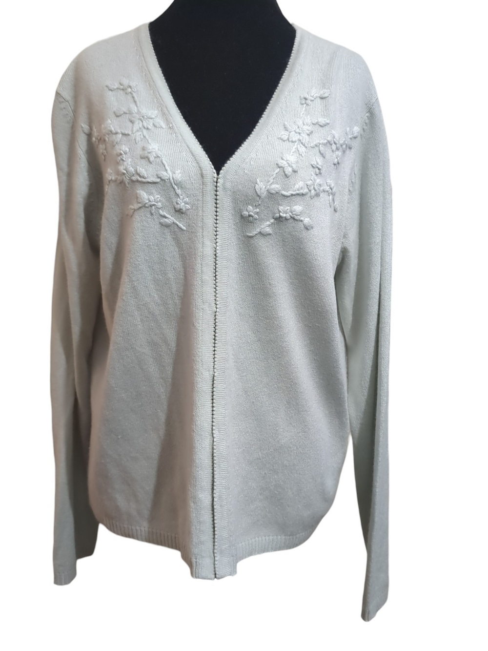 Vintage 90's Josephine Chaus M Silk Angora Cashmere Floral Knit Cardigan Granny